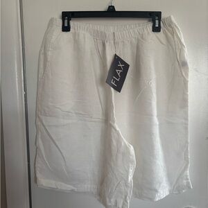 Flax Women's Cream Linen Shorts